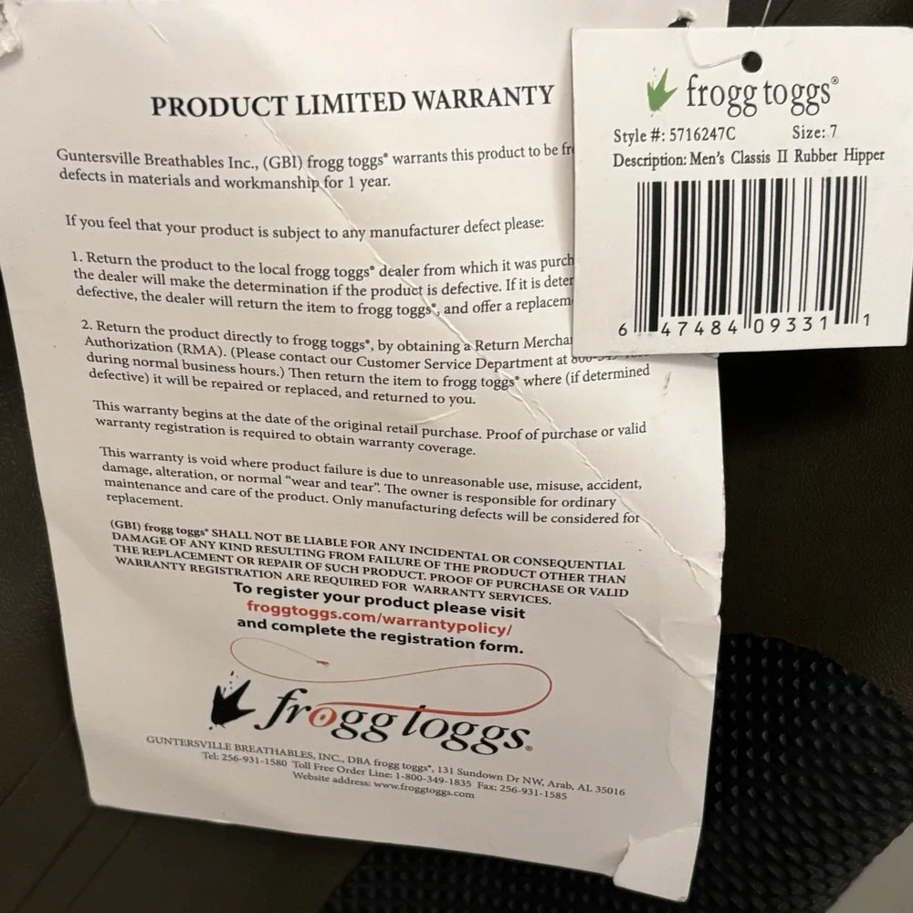 Frogg Toggs new tags